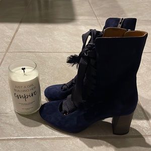 Chloe Blue Lace Up Boots with Heel
